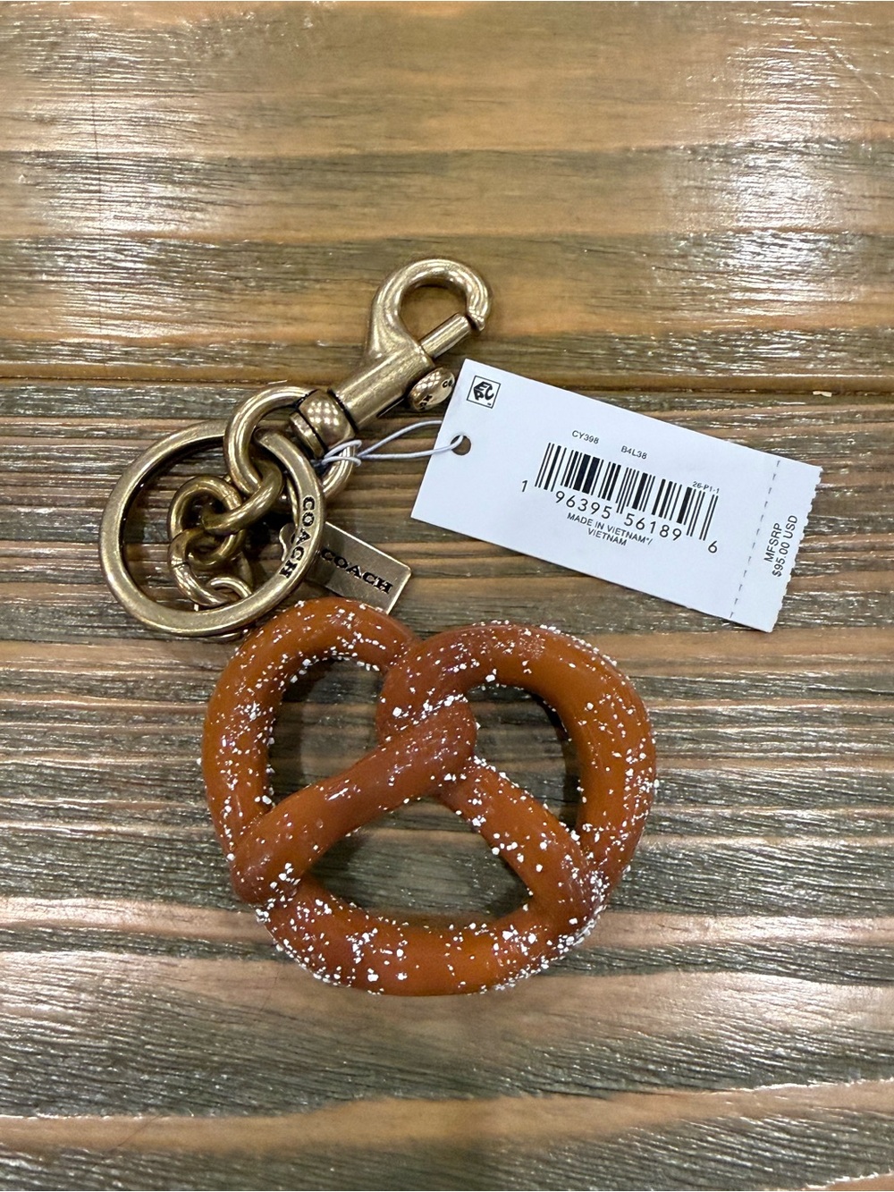 Coach Pretzel Key Chain Charm in Brown NWT